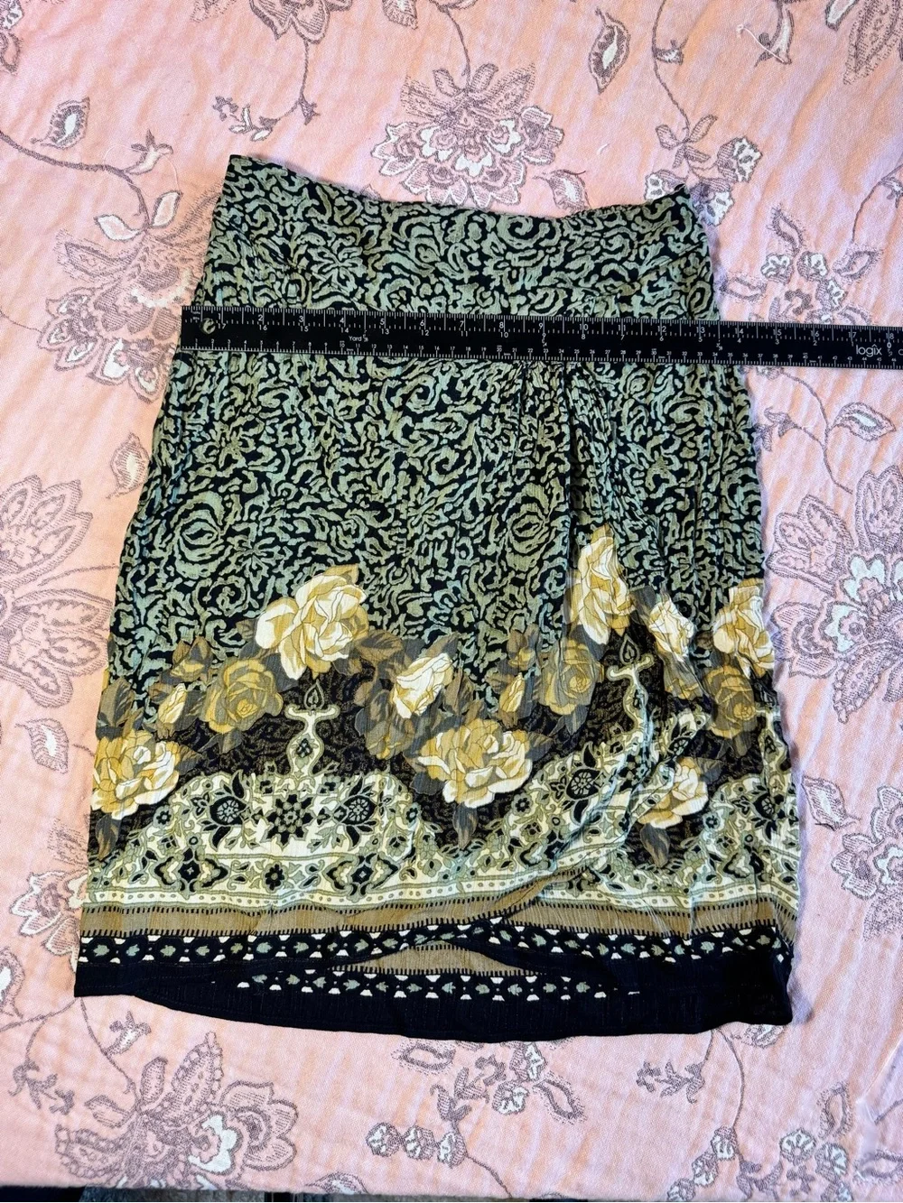 Carole Little Black and Yellow Floral midi Skirt